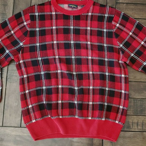Saddlebred Men's Sweater Christmas Red Green Size M Grandpas Heavy 100% Cotton - Picture 1 of 7